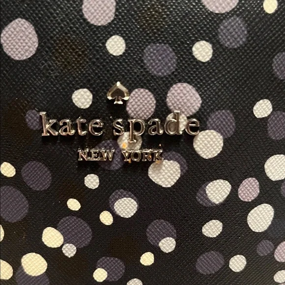 kate spade Black Dot Print Dome Satchel with Metallic Accents Measures 12x9x5 - Picture 3 of 3